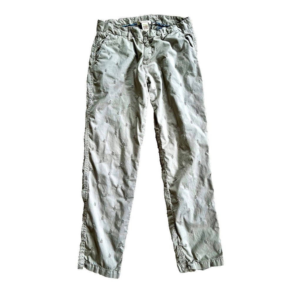 Sundance Women’s Gray Embroidered Cotton Elastane Flat Front Pant Size P6 31x27